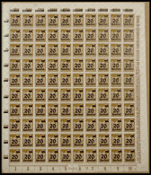 Dt. Reich 281AFVI , 1923, 20 Tsd. Auf 25 M. Ockerbraun Im Bogen (100) Mit HAN 8520.22, Feld 99 Mit Abart Kurzes S, Marke - Sonstige & Ohne Zuordnung