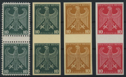 Dt. Reich ZS P , 1924/6, Essays Von S. V. Weech: 10 Pf. Reichsadler In Dunkelgrün (gezähnt Und Ungezähnt), Ocker Und Kar - Unused Stamps