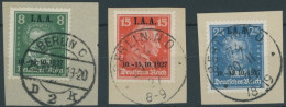 Dt. Reich 407-09 BrfStk, 1927, I.A.A., Prachtsatz Auf Briefstücken, Mi. 250.- - Used Stamps