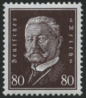 Dt. Reich 422 , 1928, 80 Pf. Hindenburg, Normale Zähnung, Pracht, Mi. 340.- - Neufs