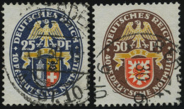 Dt. Reich 433/4 O, 1929, 25 Und 50 Pf. Nothilfe, 2 Prachtwerte, Mi. 185.- - Oblitérés