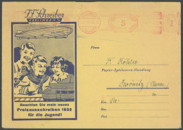 Dt. Reich 1932, Firmenbrief Des Noch Bestehenden Kinderbuchverlages F.F. Schreiber, Esslingen, Mit Motiv Luftschiff Graf - Sonstige & Ohne Zuordnung