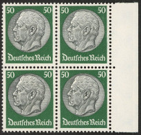 Dt. Reich 492 VB , 1933, 50 Pf. Hindenburg, Wz. 2, Im Rechten Randviererblock, Postfrisch, Pracht, Mi. (560.-) - Sonstige & Ohne Zuordnung