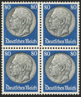 Dt. Reich 494 VB , 1933, 80 Pf. Hindenburg, Wz. 2, Im Viererblock, Postfrisch, Pracht, Mi. 120.- - Sonstige & Ohne Zuordnung