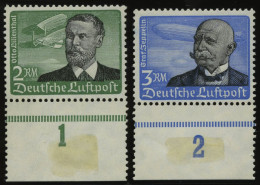 Dt. Reich 538/9x , 1934, 2 RM Lilienthal Und 3 RM Graf Zeppelin, 2 Prachtwerte, Gepr. Schlegel, Mi. 330.- - Unused Stamps