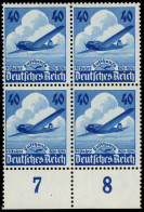 Dt. Reich 603 VB , 1936, 40 Pf. Lufthansa Im Unterrandviererblock, Pracht, Mi. 260.- - Sonstige & Ohne Zuordnung