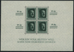 Dt. Reich Bl. 9 , 1937, Block Kulturspende, Falzreste Im Rand, Pracht, Mi. 100.- - Bloques