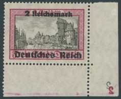 Dt. Reich 729 , 1939, 2 RM Danzig, Untere Rechte Bogenecke Mit 2 Spiegelverkehrten Platten-Nummern 2, Normale Zähnung, P - Unused Stamps