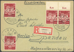 Dt. Reich 862 BRIEF, 1943, 12 Pf. 800 Jahre Lübeck, 4x Auf Ersttagsbrief, Einschreiben, Feinst - Sonstige & Ohne Zuordnung