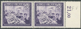 Dt. Reich 893V , 1944, 24 Pf. Segelflugwerkstätte Mit Abart Punkt An Der Randlinie über H Von Reich, Im Paar Mit Normale - Sonstige & Ohne Zuordnung