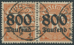 DIENSTMARKEN D 95Y O, 1923, 800 Tsd. M. Auf 30 Pf. Dunkelrotorange Im Waagerechten Paar, Wz. 1, Normale Zähnung, Pracht, - Dienstmarken