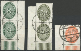 DIENSTMARKEN D 116a,120,129 O, 1927/32, 8, 30 Und 12 Pf. Ziffer, 3 Untere Bogenecken, Feinst - Servizio