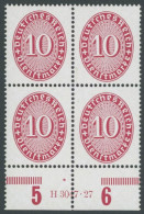DIENSTMARKEN D 117HAN VB , 1927, 10 Pf. Karmin Im Unterrandviererblock Mit HAN H 3047.27, Postfrisch, Pracht, Mi. 270.- - Service