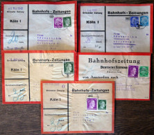 LOTS 1941/2, Bahnhofs-Zeitungen: 5 Verschieden Frankierte Exemplare Deutsche Zeitungen In Den Besetzten Gebieten, Pracht - Sonstige & Ohne Zuordnung