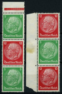 ZUSAMMENDRUCKE S 107,109 , 1933, Hindenburg 5 + 12 + 5, 12 + 5 + 12, Wz. 2, Falzrest, Marken Teils Postfrisch, 2 Prachtw - Se-Tenant