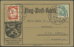 ZEPPELINPOST 11FR BRIEF, 1912, 20 Pf. Flp. Am Rhein Und Main Mit 5 Pf. Zusatzfrankatur Auf Flugpostkarte, Sonderstempel  - Airmail & Zeppelin