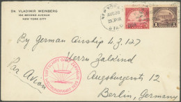 ZEPPELINPOST 32 BRIEF, 1929, Rückfahrt USA-Deutschland, US-Post, Brief Feinst - Correo Aéreo & Zeppelin