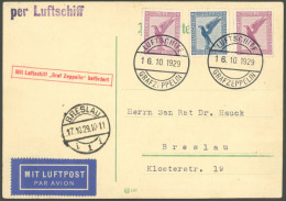 ZEPPELINPOST 43B BRIEF, 1929, Schlesienfahrt, Abwurf Breslau, Bordpost Vom 16.10.29, Prachtkarte - Luft- Und Zeppelinpost