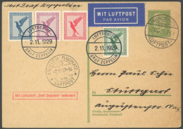 ZEPPELINPOST 45A BRIEF, 1929, Fahrt Nach Zürich-Dübendorf, 5 Pf. Ganzsachenkarte Mit Auflieferung Friedrichshafen, Die Z - Luft- Und Zeppelinpost