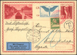 ZEPPELINPOST 46 BRIEF, 1929, Fahrt Nach Zürich-Dübendorf, Schweizer Post, Mit Nachgebühr, Prachtkarte - Luft- Und Zeppelinpost