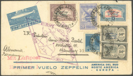 ZEPPELINPOST 63 BRIEF, 1930, Heimfahrt, Argentinische Post, Frankiert Mit 5 Aufdruckmarken, Brief Oben Leichte Öffnungsm - Posta Aerea & Zeppelin