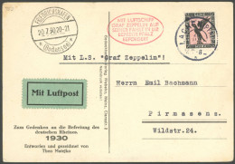 ZEPPELINPOST 75D BRIEF, 1930, Pfalzfahrt, Bordpost Der Rückfahrt, Künstlerkarte - Posta Aerea & Zeppelin