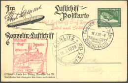 ZEPPELINPOST 458 BRIEF, 1939, Fahrt Nach Görlitz, Prachtkarte Mit Autogramm Von Albert Sammt - Airmail & Zeppelin