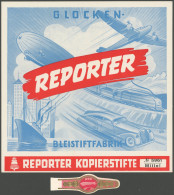ZEPPELINPOST 1936, Zeppelin Und Moderne Verkehrsmittel: Reklameblatt (18x18cm) Einer Bleistiftfabrik, Dazu Zigarren-Bauc - Luft- Und Zeppelinpost