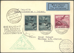 ZULEITUNGSPOST 113 BRIEF, Liechtenstein: 1931, Islandfahrt, Abwurf Reykjavik, Mit L4 BESUCHT DAS SCHÖNE FÜRSTENTUM LIECH - Posta Aerea & Zeppelin