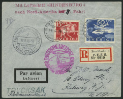 ZULEITUNGSPOST 437 BRIEF, Schweden: 1936, 8. Nordamerikafahrt, Einschreibbrief, Pracht - Zeppelin