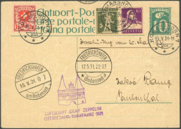 ZULEITUNGSPOST 108 BRIEF, Schweiz: 1931, Ostseejahr-Rundfahrt, Befördert Romanshorn Mit Stempelfehler 13.5. Statt 12.5., - Poste Aérienne & Zeppelin