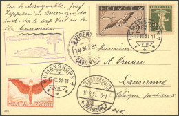 ZULEITUNGSPOST 129Aa BRIEF, Schweiz: 1931, 2. Südamerikafahrt, Abwurf Sao Vicente, Prachtkarte Mit Guter Frankatur - Correo Aéreo & Zeppelin