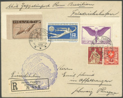 ZULEITUNGSPOST 207 BRIEF, Schweiz: 1933, Italienfahrt, Postabgabe Rom, Einschreibbrief Mit Idealem Sonderstempel Und Grü - Airmail & Zeppelin