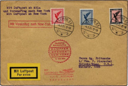 KATAPULTPOST 40c BRIEF, 10.5.1931, Bremen - New York, Nachbringe- Und Schleuderflug, Prachtbrief - Brieven En Documenten