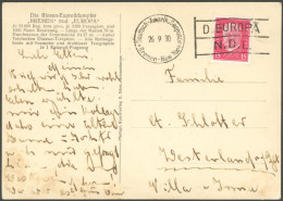 KATAPULTPOST 26.9.1930, Bremen - New York, Nachbringeflug Zum Dampfer Europa, Prachtkarte - Posta Aerea & Zeppelin