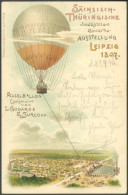 BALLON-FAHRTEN 1897-1916 29.9.1897, Sächsich-Thüringische Industrie-Gewerbe-Ausstellung, Bild Fesselballon Von Godard &  - Avions