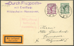 ERST-UND ERÖFFNUNGSFLÜGE 27.24.02 BRIEF, 10.6.1927, Hildesheim-Hannover, Prachtbrief - Aerei