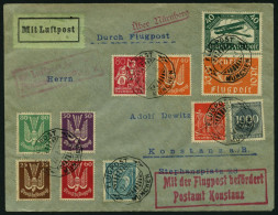SPÄTERE FLÜGE (SPF) 21.7.01 BRIEF, 22.8.1923, München-Konstanz, Prachtbrief Mit Guter Luftpostfrankatur (vorder- Und Rüc - Aerei