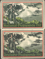 LUFTPOST-VIGNETTEN 1912, Prinz Heinrich Von Preußen, 2 Verschiedene Flug-Spendenkarten, Ungebraucht, Pracht - Poste Aérienne & Zeppelin