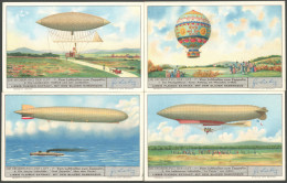 ALTE ANSICHTSKARTEN 1933, Eroberung Der Luft Vom Luftballon Zum Zeppelin, 4 Verschiedene Liebig-Karten, Pracht - Autres & Non Classés