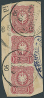 DP CHINA V 41b BrfStk, 1890, 10 Pf. Lebhaftrotkarmin Im Senkrechten Dreierstreifen, Stempel KDPAG SHANGHAI, Prachtbriefs - China (oficinas)