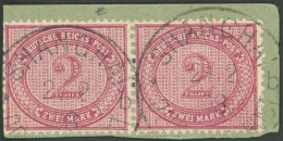 DP CHINA V 37e Paar BrfStk, 1898, 2 M. Karmin Im Waagerechten Paar Auf Postabschnitt, Stempel SHANGHAI DP B, Linke Marke - Deutsche Post In China