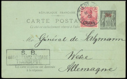 DP CHINA 17 BRIEF, 1902, 10 Pf. Reichspost Auf Ganzsachenkarte (Frankreich Post In China P 4I), Rückseitig Unbeschriftet - Cina (uffici)