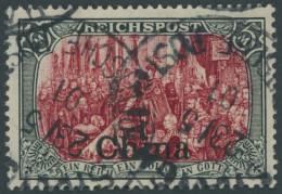 DP CHINA 27III O, 1901, 5 M. Reichspost, Type I, Nachmalung Mit Rot Und Deckweiß, Pracht, Mi. 400.- - Deutsche Post In China