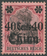 DP CHINA 43I O, 1910, 40 C. Auf 80 Pf., Mit Wz., Friedensdruck, Pracht, Mi. 65.- - China (offices)