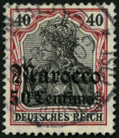 DP IN MAROKKO 40 O, 1908, 50 C. Auf 40 Pf., Mit Wz., üblich Gezähnt Pracht, Mi. 180.- - Deutsche Post In Marokko