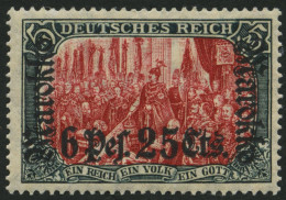 DP IN MAROKKO 58IAb , 1911, 6 P. 25 C. Auf 5 M., Friedensdruck, Aufdruck Rußig, Fast Postfrisch, Pracht, Gepr. Jäschke-L - Deutsche Post In Marokko