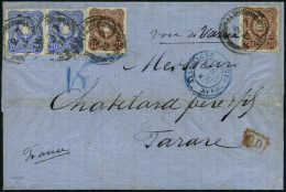 DP TÜRKEI V 34a,35a BRIEF, 2.7.1875, 20 Pfe. Ultramarin Und 25 Pfe. Rötlichbraun, Jeweils 2x Auf Dekorativem Brief über  - Turkey (offices)