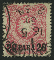 DP TÜRKEI 2a O, 1884, 20 PA. Auf 10 Pf. Lebhaftrosa, üblich Gezähnt Pracht, Gepr. Bothe, Mi. 120.- - Turquia (oficinas)