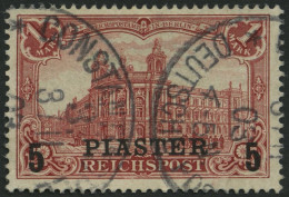 DP TÜRKEI 20II O, 1903, 5 PIA. Auf 1 M., Aufdruck Type II, Pracht, Mi. 130.- - Deutsche Post In Der Türkei